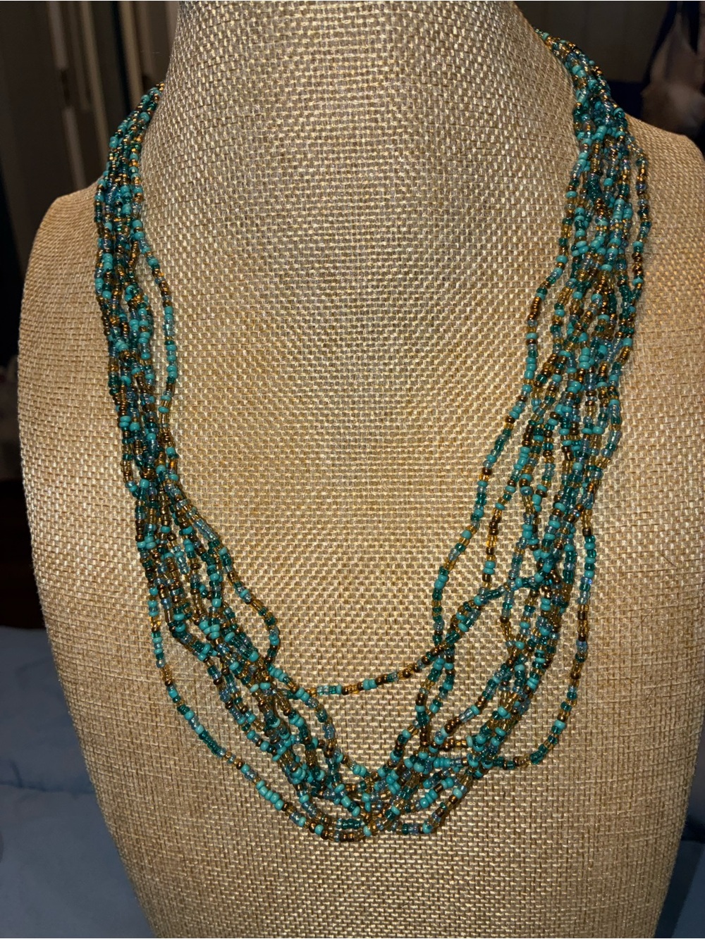 Multi-Strand Turquoise Beaded Necklace - Unbranded